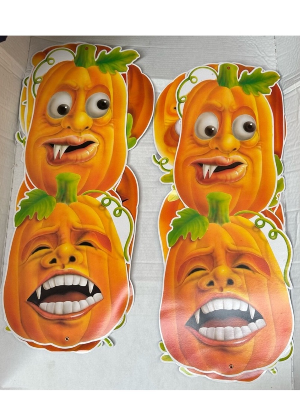 Vintage Die Cut Jointed Jack O Lanterns 7’ Halloween Door Decor - Picture 2 of 4